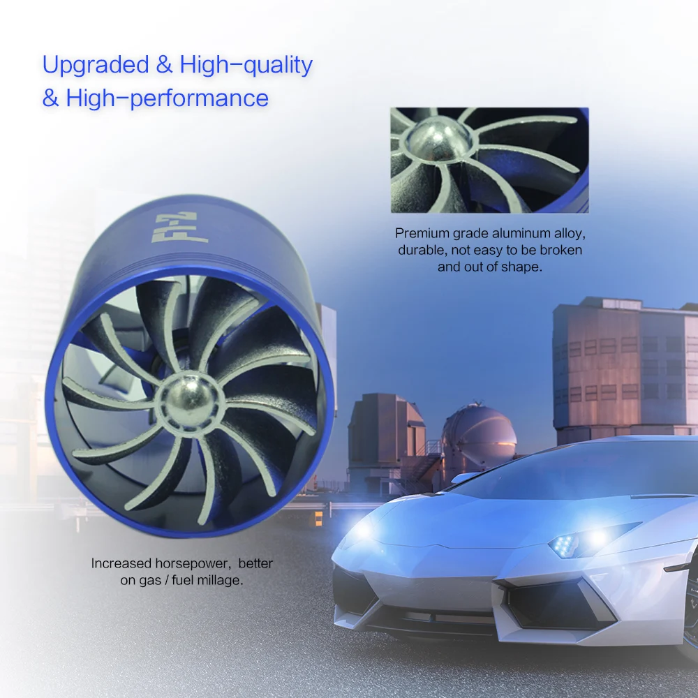 

Universal Car Modification Turbo Fuel Gas Saver Air Filter Intake Single / Double Supercharger Turbine Turbo Fan