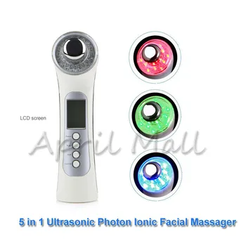 

5 in 1 3mhz Ultrasonic Facial Massager Galvanic Massage LED Photon Ionic Face Cleaner Ultrasound Skin Care Spa Beauty Equipment
