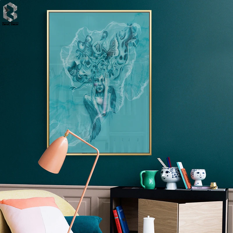 

Abstract Girl Portrait Canvas Painting Character Modern Wall Art Print Poster for Living Room Decoration
