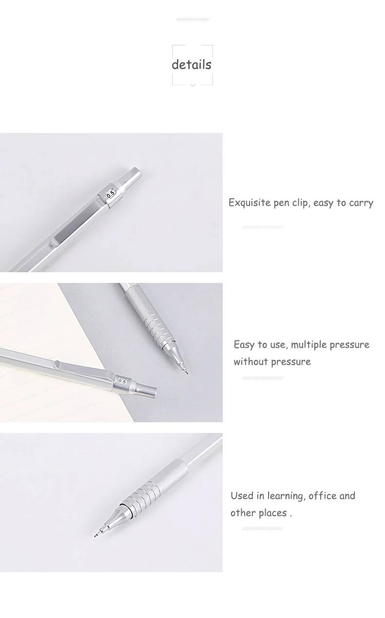 M& G металлический серебристый механический карандаш 0,5 мм/0,7 мм, профессиональные автоматические карандаши для рисования, школьные офисные принадлежности