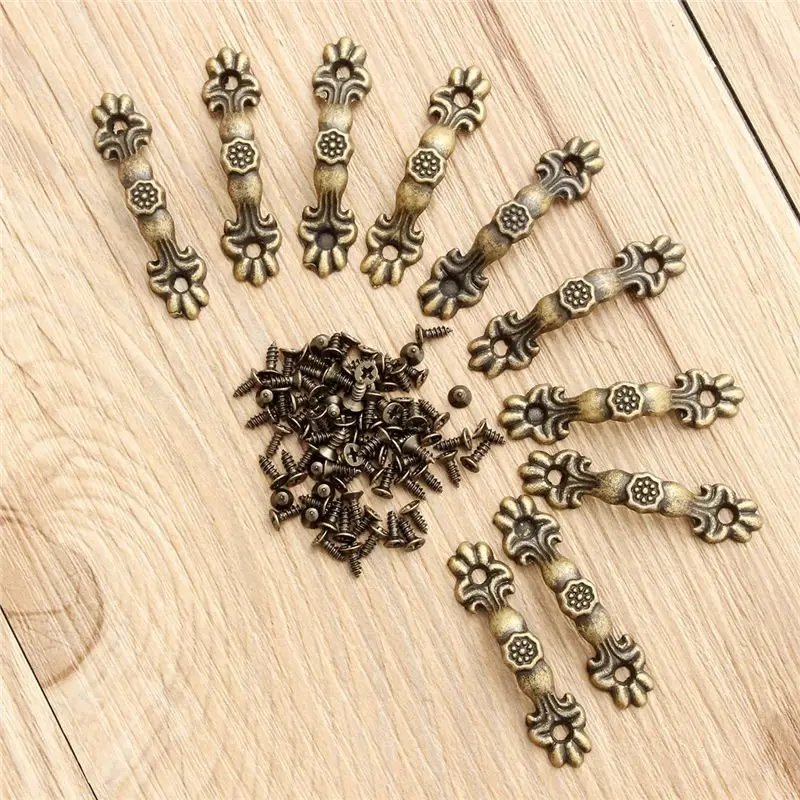 قيمة ممتازة 10 PCs مربع مقبض المقابض قوس الزخرفه البرونز لهجة 4.3 cm x 1 cm أثاث