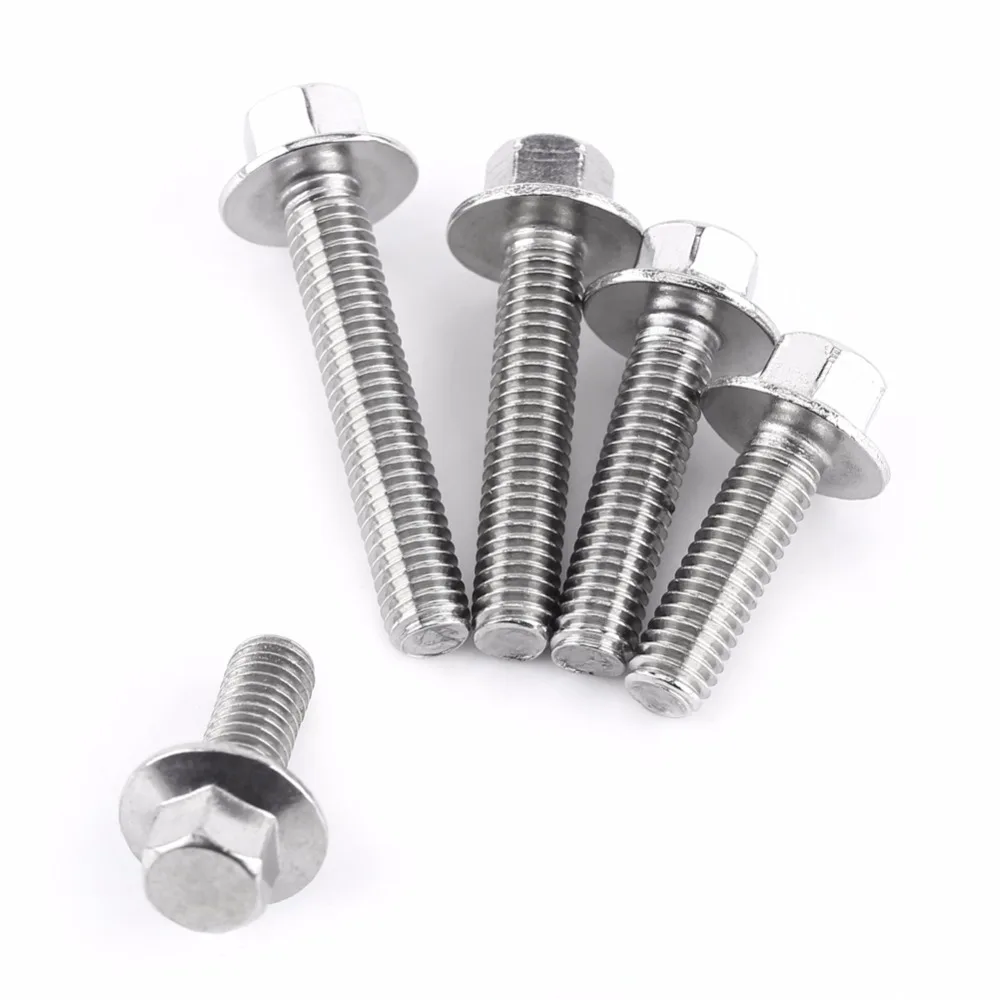 

10pcs/Lot M6 Hex Flange Screws Stainless Steel SS304 Self-tapping Screws Cap Washer Head Bolts Fastener Wood Tool