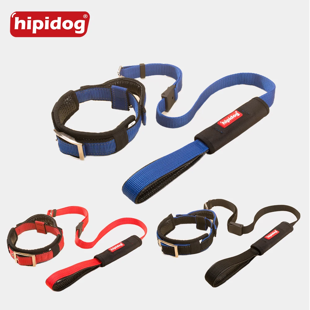 

Hipidog Reflective Adjustable Collar with Integrated Leash & Grab Handle No-pull Leashes Leads Sets for Large Medium Dogs Pets