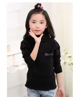 Осенняя детская одежда, Свитера для девочек, Хлопковые вязаные пуловеры с высоким воротником для маленьких девочек, Свитера для девочек, Детский свитер - Цвет: black