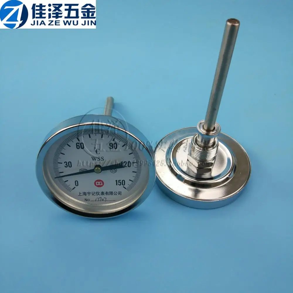 Биметаллический термометр, WSS-401 указатель биметаллический термометр, котельный трубопровод промышленный термометр, стержневой зонд 100 мм, осевой