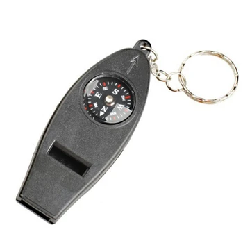 

By DHL 200pcs 4 in 1 Compass Thermometer Whistle Magnifier Versatile Multifunction Emergency with Keychain Survival Kits compass