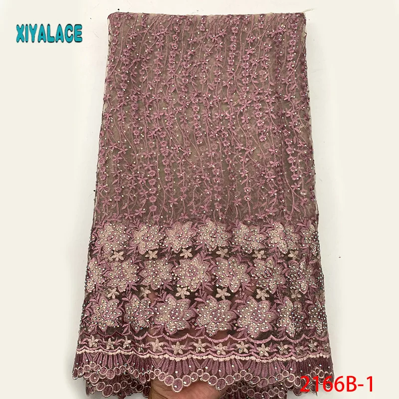 

African lace fabric Beads Lace Fabric 2019 Embroidered Nigerian Net Laces Fabric Bridal High Quality French Tulle YA2166B-1
