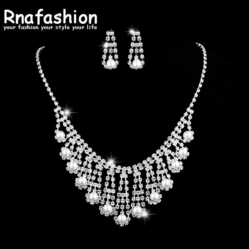 RNAFASHION Горячая жемчужное свадебное ожерелье серьги ювелирный набор свадебный