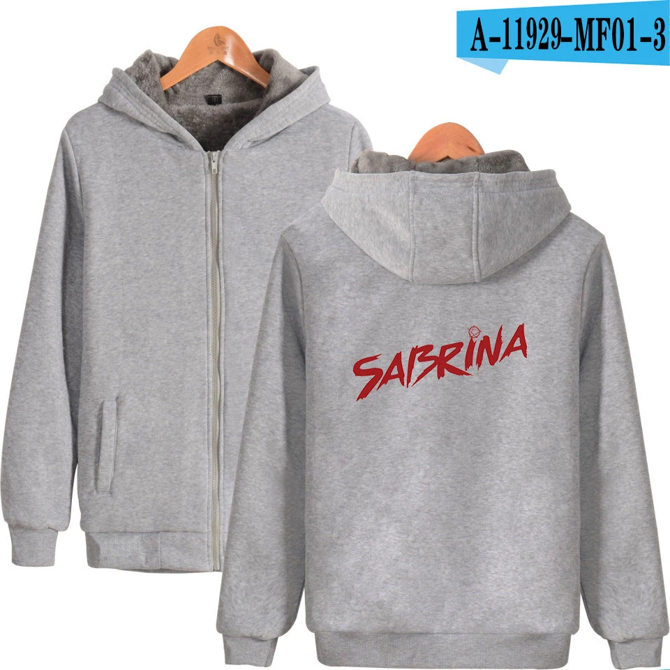 Sabrina 2D новая одежда с принтом горячая Распродажа длинный рукав молния толстовки женские и мужские повседневные K-pops молния с капюшоном одежда плюс - Цвет: Gray
