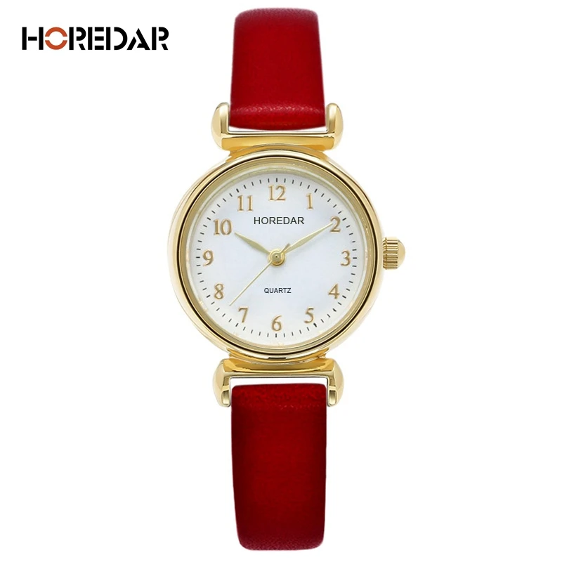 HOREDAR Vintage Gold Women Watch Top Luxury Brand Quartz Watches Women Simple Small Dial Wristwatch gift box relojes hombre 2017