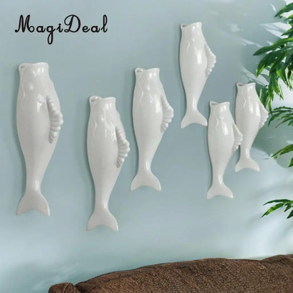 Home Decorative Ceramic Fish Shaped Flower Vases Wall Hanging Plants