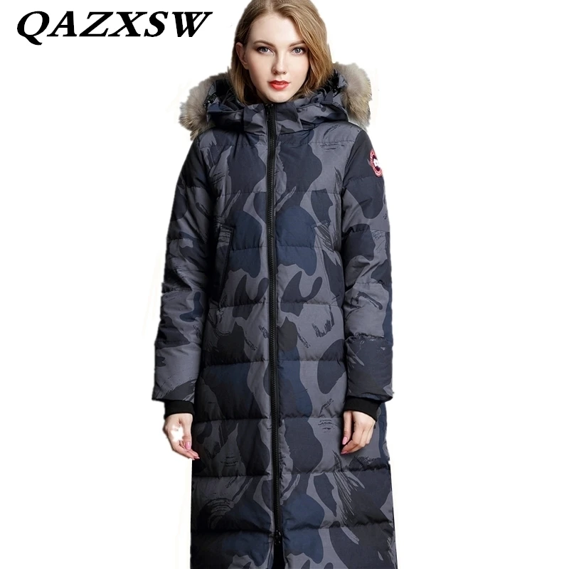 Goede 2018 Vrouwen Winter Down Jas Grote Maat Lange Donsjack Vrouwen Thicken Capuchon Bontkraag Jas Mode Warm Paar Bovenkleding LC105
