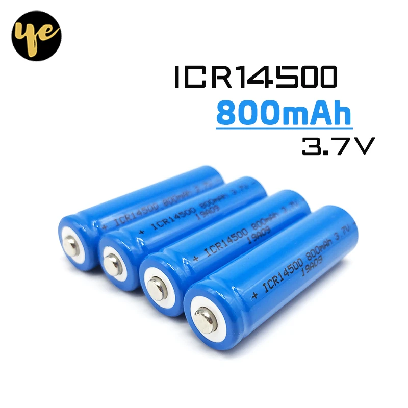 

Capacity 800mah 14500 Battery 3.7V Rechargeable Li-ion Battery 14500 li-ion cell for LED Flashlight Torch