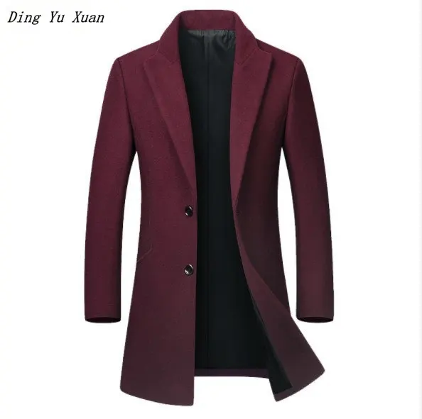Мужская шерстяная куртка с воротником «Мандарин» черного, серого, бордового цвета, большие размеры, мужской осенний шерстяной Тренч, зимняя Длинная ветровка