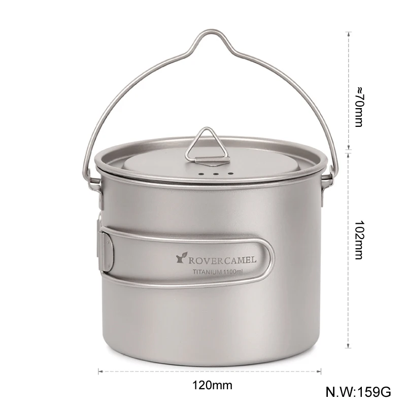 Rover camello 1.1L de titanio olla ultraligero al aire libre utensilios Camping Picnic olla 1100 ml con handel