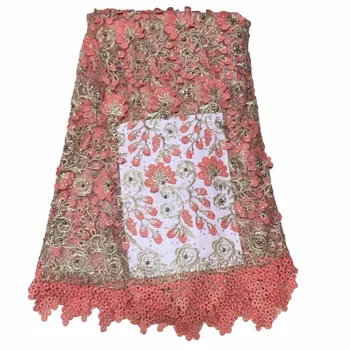 

High Quality Nigerian Lace Fabrics 2017 African French Net Lace Fabric Tulle Mesh Fabric For Party peach Lace Fabric DW11-1