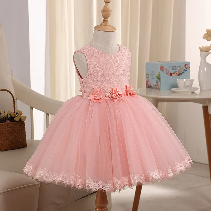 

2019 summer children's princess dress girls brim bitter fleabane gauze dress lace mesh baby birthday dress beautiful