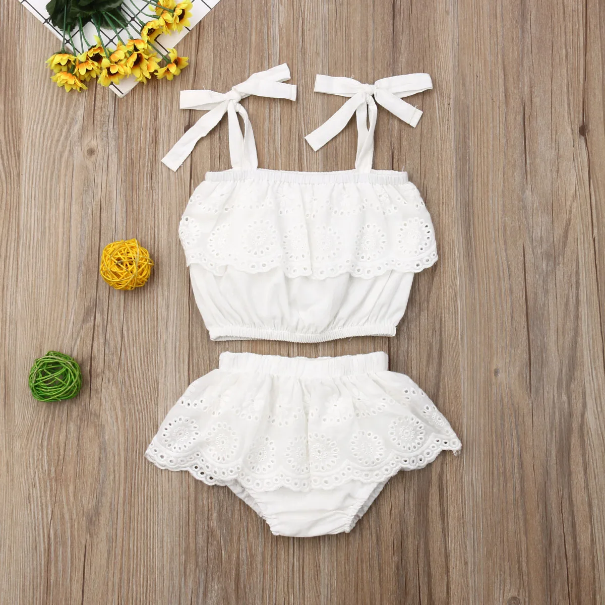 

Pudcoco Newborn Baby Girl Clothes Solid Color Sleeveless Lace Ruffle Strap Tops Short Pants 2Pcs Outfits Summer Clothes