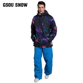 

Gsou snow Plus Size Men Skiing Ski-wear Waterproof Hiking Outdoor jacket Snowboard jacket Ski suit men Large Size Snow jackets