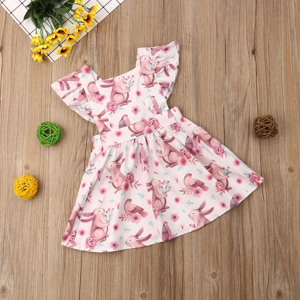 Одежда для маленьких девочек, короткое платье с принтом кролика, наряд, платья