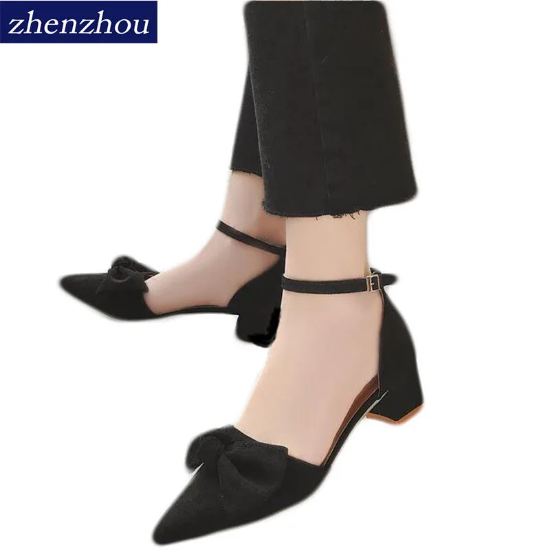 

zhenzhou Women's sandals Posting and mailing 2018 Summer pure color square root bow women's shoes