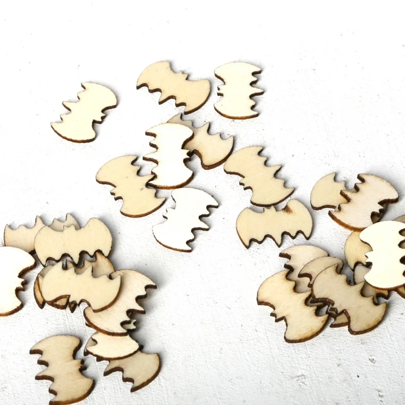 

150Pcs Halloween Wood Ornaments Skull Bat Cat Pumpkin Spider Mixed Slices Halloween Party Decor Scrapbooking Embellishment Craft