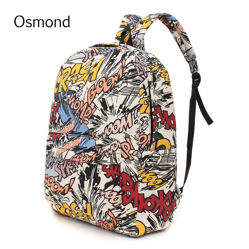 Hippie Canvas font b Backpacks b font Student School Bag Graffiti font b Backpack b font