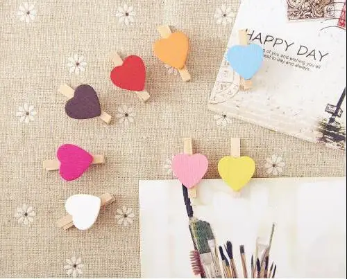 50pcs Small Heart Wood Clips with Hemp Rope Wooden Pegs hemp rope pin clothespin craft for Wedding Party Decorative Favors | Дом и сад