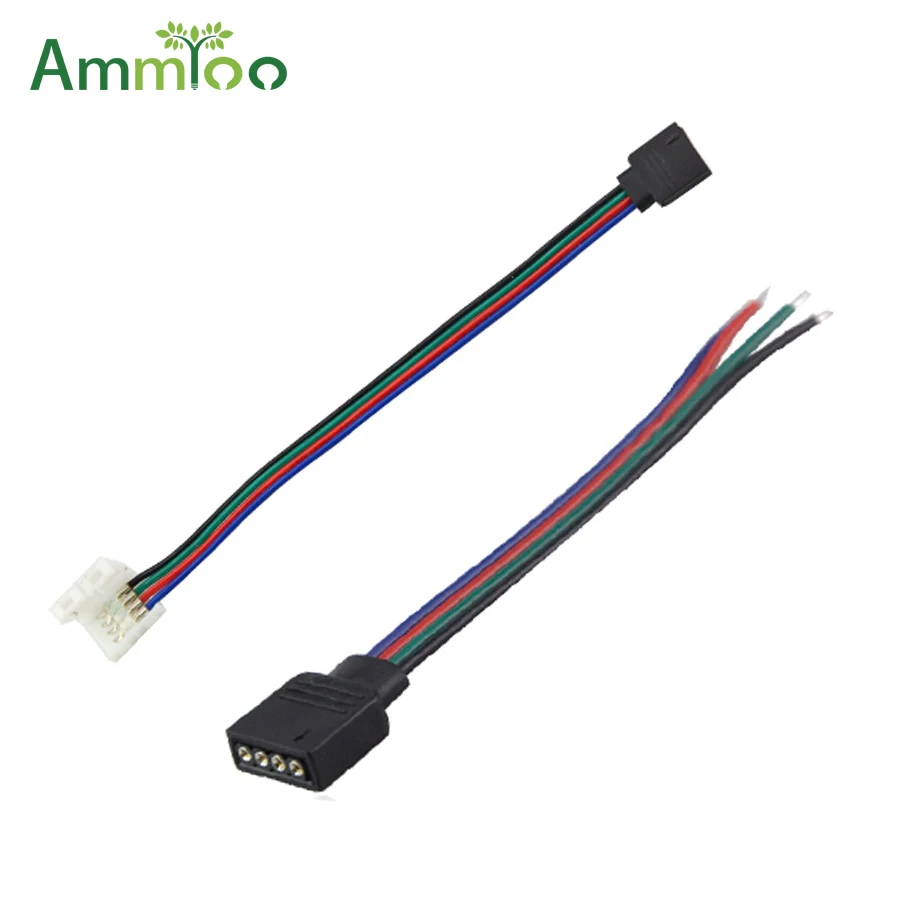 Светодиодная лента AmmToo 5 шт. 4 контактный RGB провод кабель без пайки подключается к