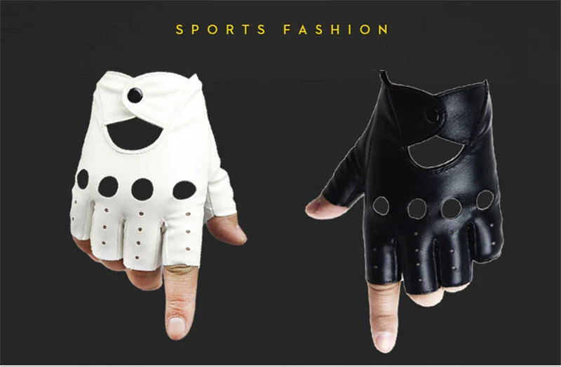 1 pair Female Half Finger Driving Gloves 1 Pcs Fashion PU Leather Fingerless Gloves For Women White Black Female Guantes Luvas