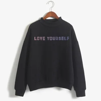 

2019 KPOP blackpink itself your itself love your itself Women's sweatshirt 2019 round neck plus velvet long-sleeved Har