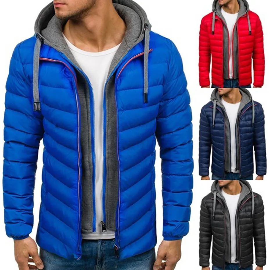 Zogaa, зимняя мужская куртка,, модная, со стоячим воротником, мужские, одноцветные, ветрозащитные пальто, мужские куртки с капюшоном, повседневные, на молнии, Мужская парка