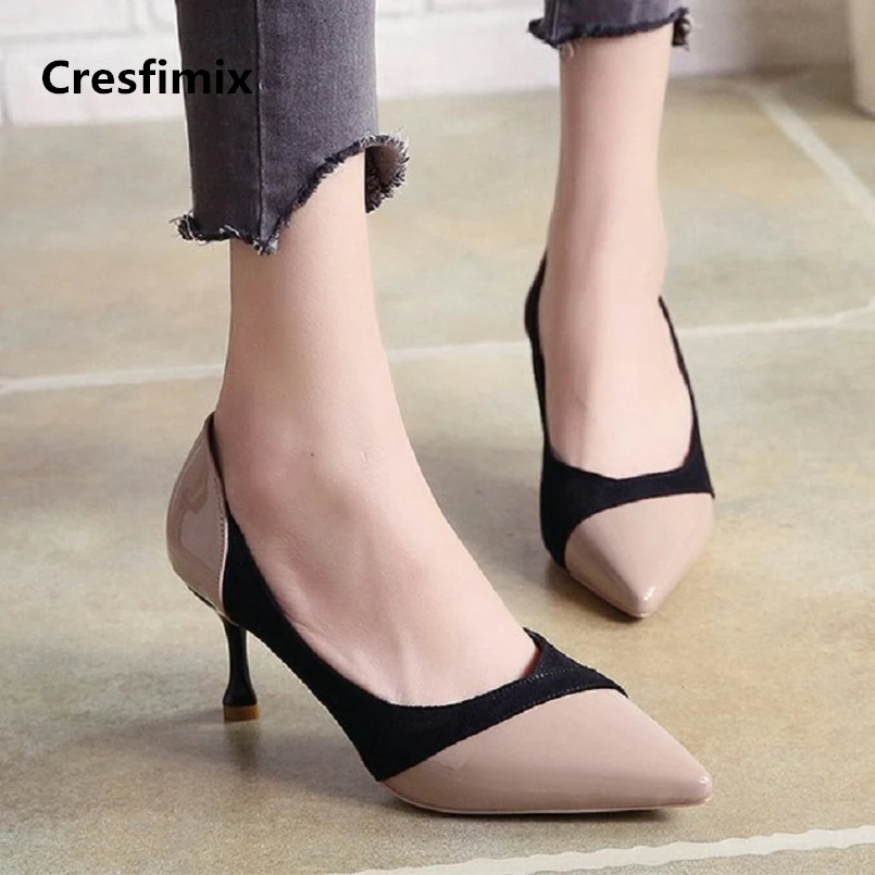 

Cresfimix femmes hauts talons women fashion high quality pu leather 7cm high heel shoes lady cute comfortable high heels a721