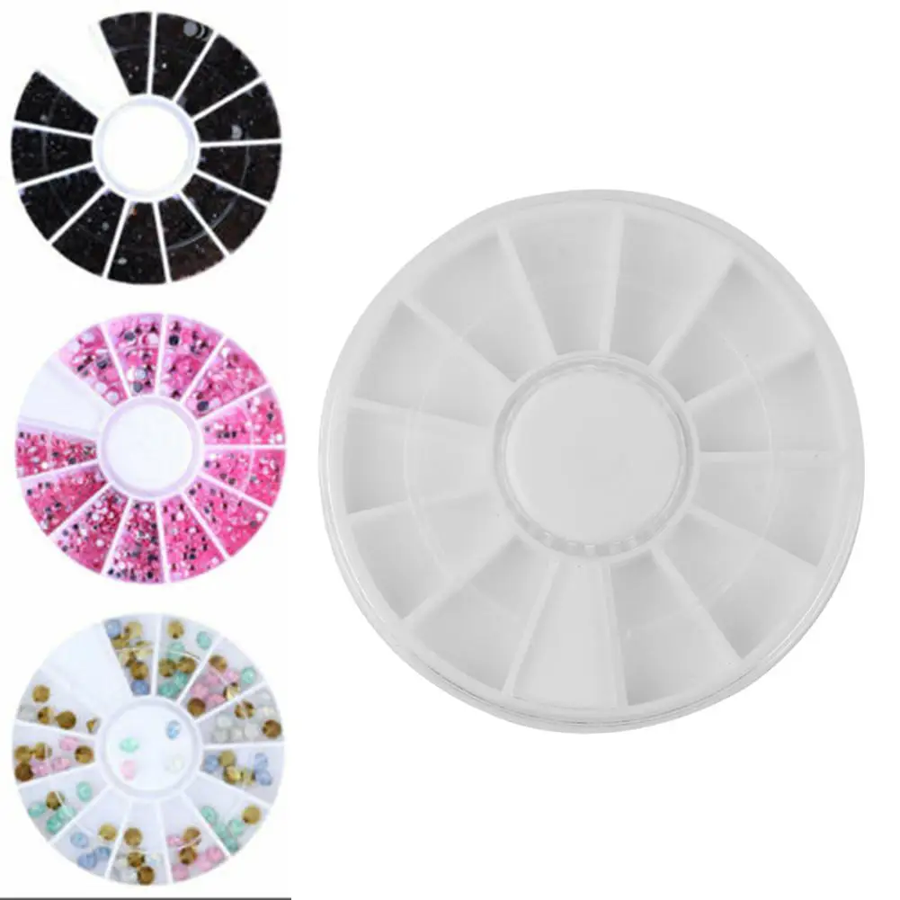 

12 Grids Round Empty Nail Art Decor Container Mini Storage Box Manicure Case hot sale