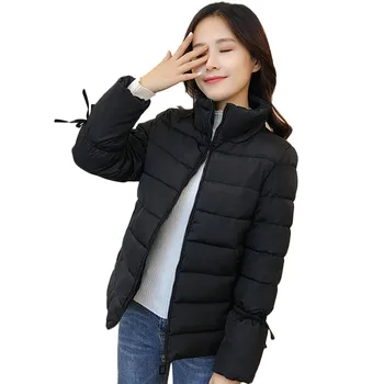 

Winter Parkas Women Winter Nice Female Coat Overcoat Stand Neck Thick Coat Cotton Zip Black Winter Office Jacket Women Cazadora