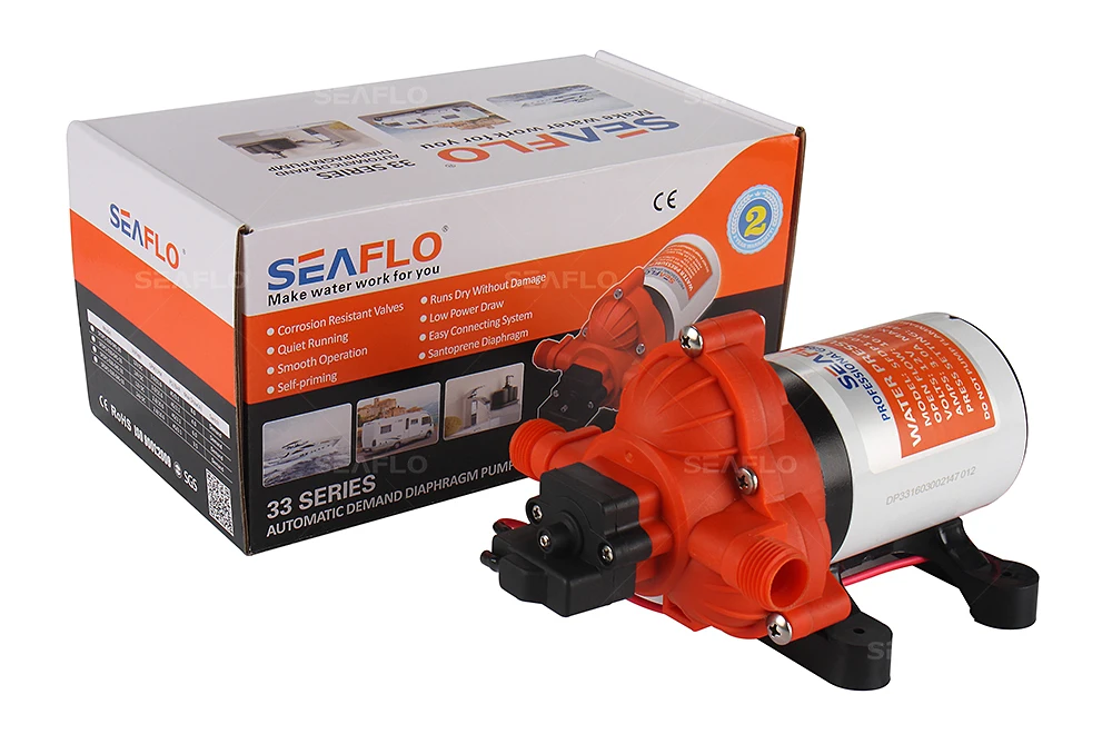 New Diaphragm Low Pressure Water Pump 12v 45PSI 3.0 GPM SEAFLO Marine