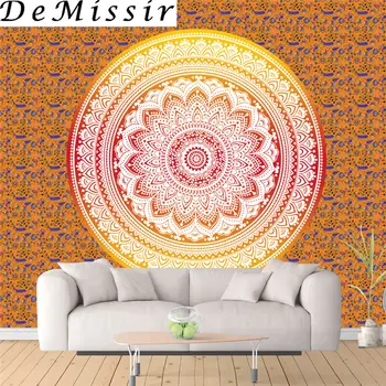 

DeMissir Round Floral Pattern Tapestry Decorative Mandala Tapestry Indian 130cmx150cm 150cmx210cm Boho Wall Carpet