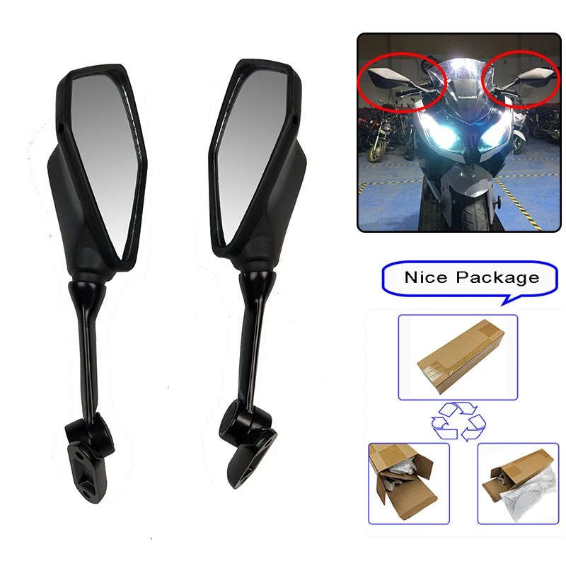 2013-2017 NINJA300 ZX-6R Black Rear View Side Mirrors For Kawasaki Ninja ZX6R 636 300 300R EX300 ABS 2013 2014 2015 2016 2017 (13)