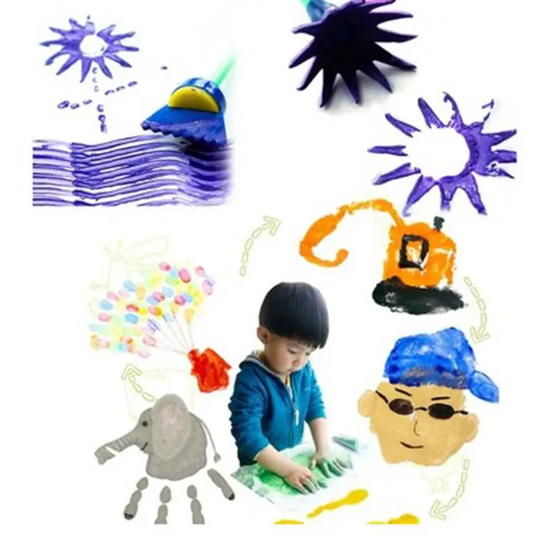4 шт./компл. игрушки для рисования поворот спина губка Краски рисовать кисти детские товары для рукоделия цветочным принтом в стиле «сделай сам губка для граффити кисти развивающая игрушка