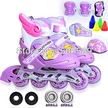 

kid's flashing roller skates G853 size adjustable purple blue pink