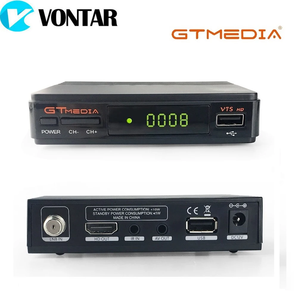 

[Genuine] GTMEDIA V7S HD DVB-S2 HD Satellite TV Receiver Support PowerVu Biss Key Card Sharing Youtube Youporn Set Top Box