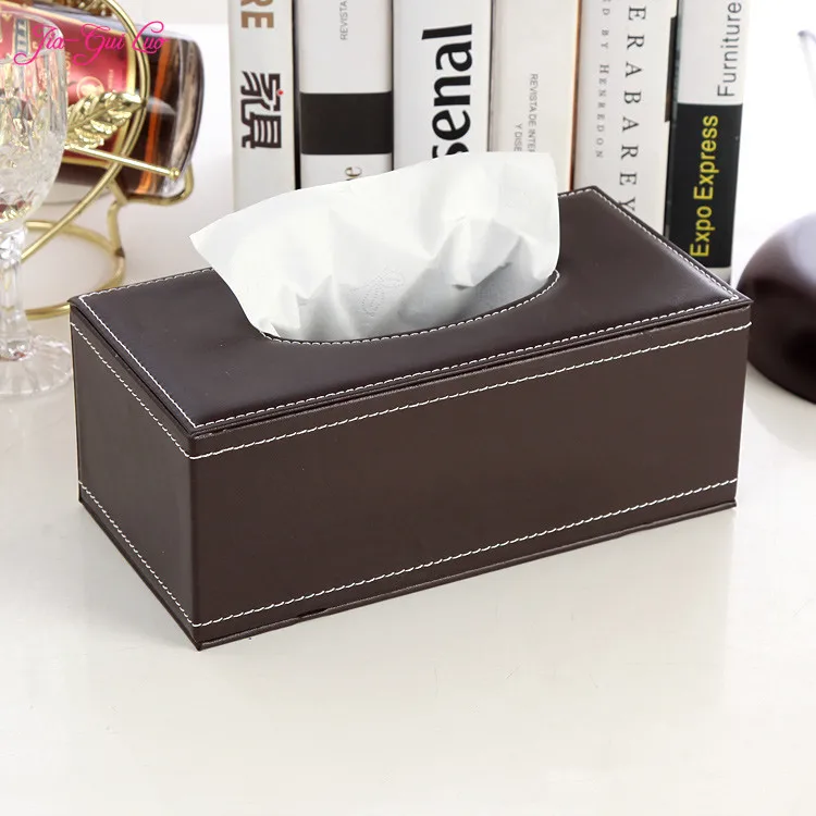 

JIA-GUI LUO Continental creative leather removable tissue box living room KTV storage box dining table E007
