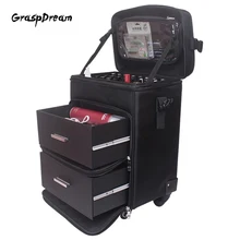 GraspDream чемодан на колесиках для косметики чемодан на колесиках, дамские Ногти Макияж ящик, красивая Татуировка салонов Чемодан Тележки