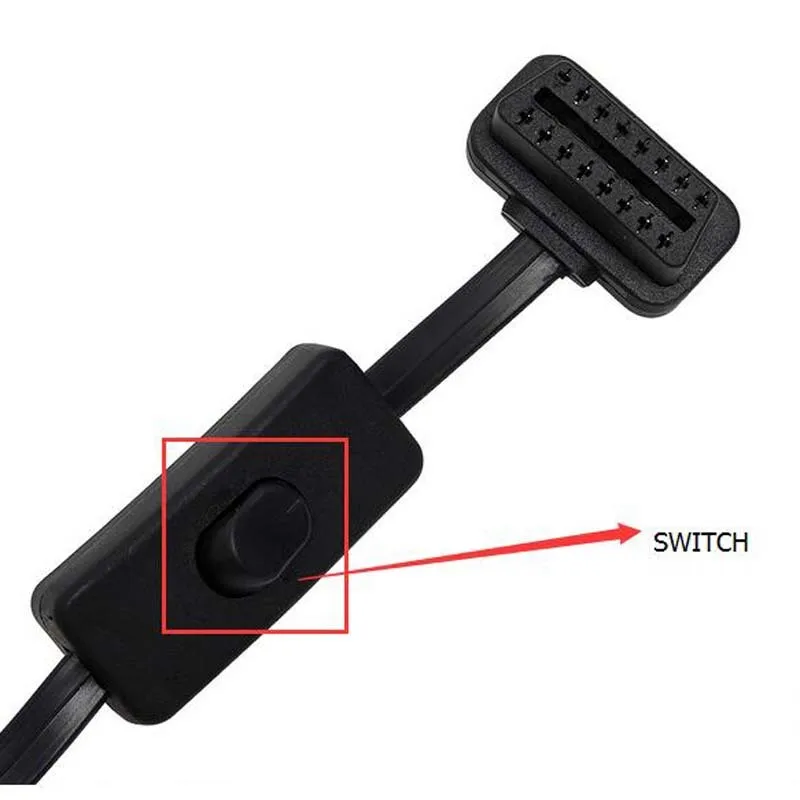 OBD2 инструмент Плоский + тонкий как лапша 60 см OBD 2 OBDII 16Pin мужского и женского пола