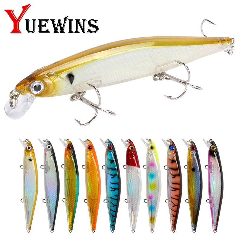 Yuewins на высоком каблуке 11 см/13 г Minnow приманки для ловли рыбы 3D глаза Лазерная