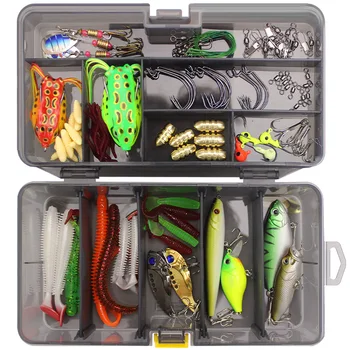 

160pcs Fishing Lures Kit Mixed Hard Lures Soft Baits Crank Hooks Rolling Swivel Connector Fishing Accessories Set with Box
