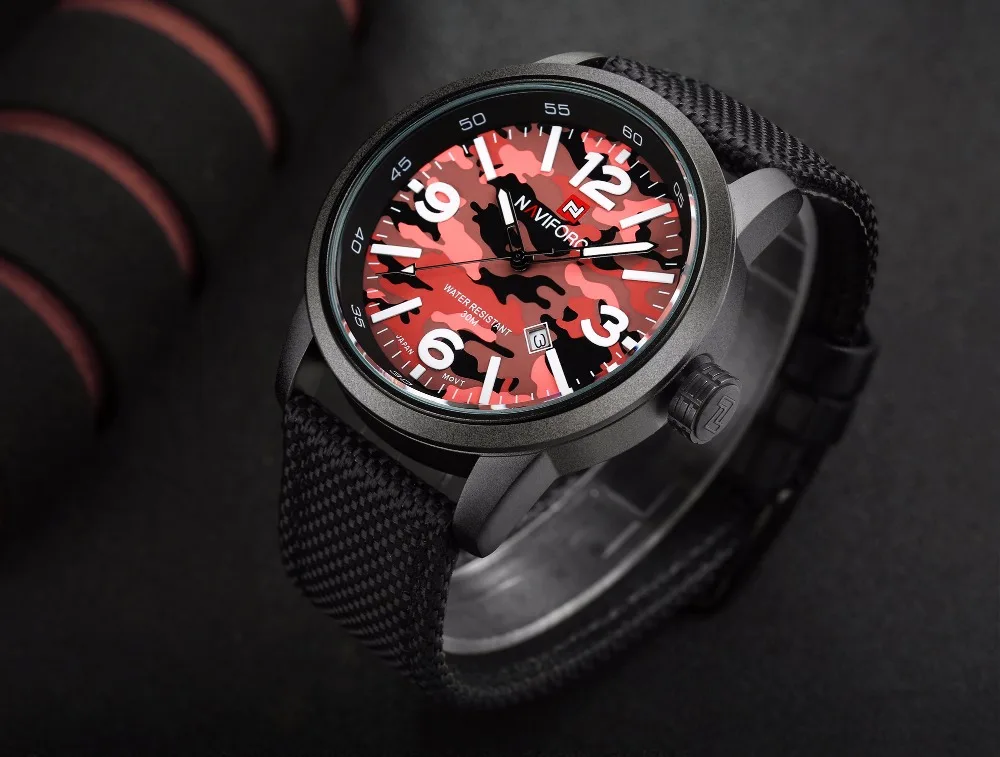Naviforce Элитный бренд Спорт Военная Кварцевые часы Человек Аналоговые Дата часы нейлон ремешок наручные часы Relogio Masculino
