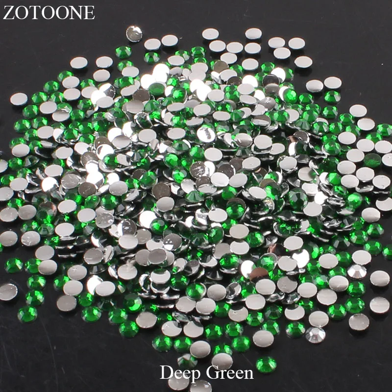 

ZOTOONE FlatBack Resin Nail Art Non HotFix Deep Green Rhinestones Stones For Clothes DIY Strass Crystals Applique Decorations E