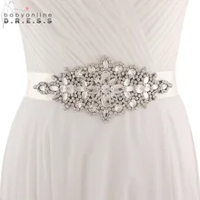 Babyonline Кристаллы вышитый бисером сатин свадебный пояс тесьма со стразами пояс невесты Недорогие свадебные аксессуары Cinturon Novia