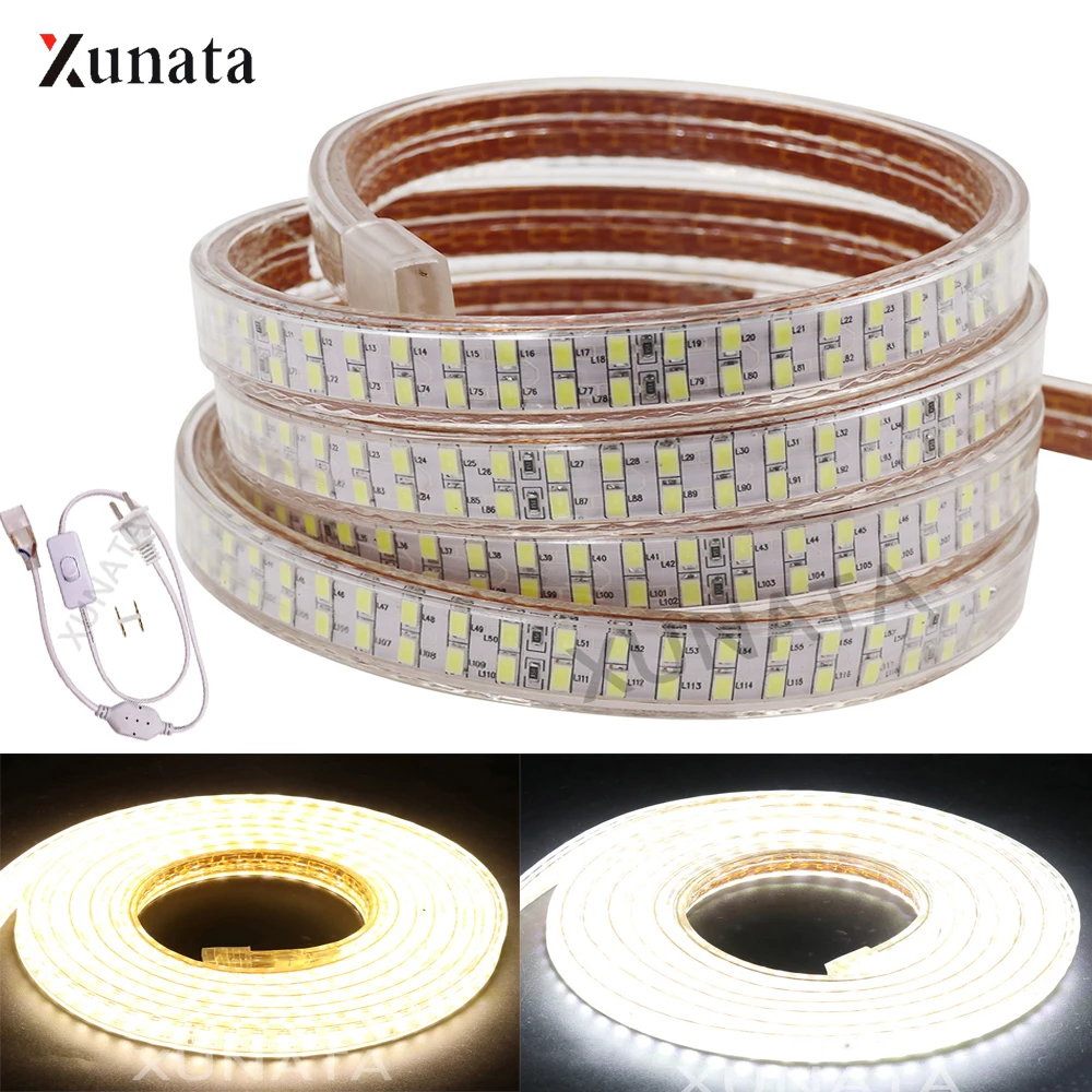 XUNATA 110V 240 EDS/M SMD5730 Светодиодная лента Водонепроницаемая двухрядная гибкая